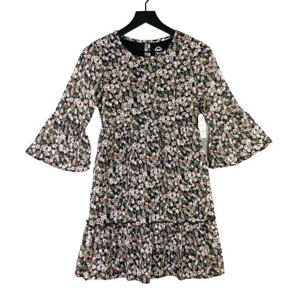 Wonder Nation Girls Floral Mini Dress Bell Sleeves Size L Multicolor NEW - Picture 1 of 12